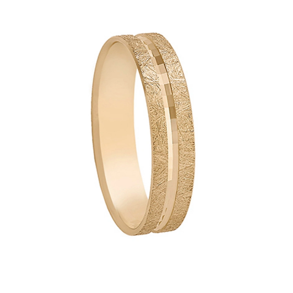 Alianza Boda Plana Oro Amarillo 18k con Ranuras 4.5mm