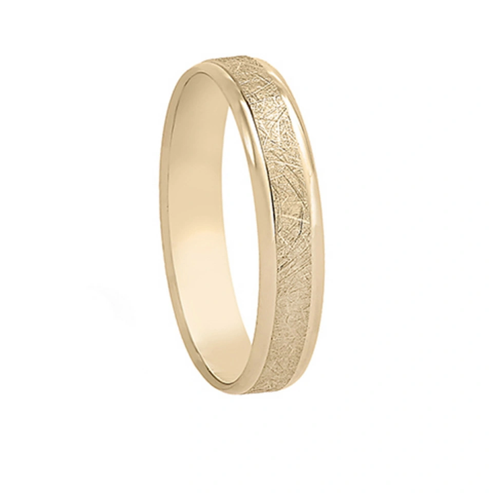 Alianza Boda Plana Oro Amarillo 18k con Ranuras 4mm