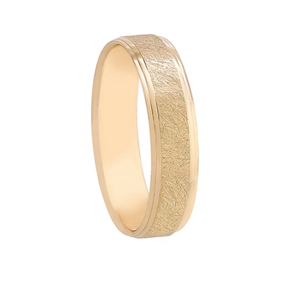 Alianza Boda Plana Oro Amarillo 18k con Ranuras 5mm