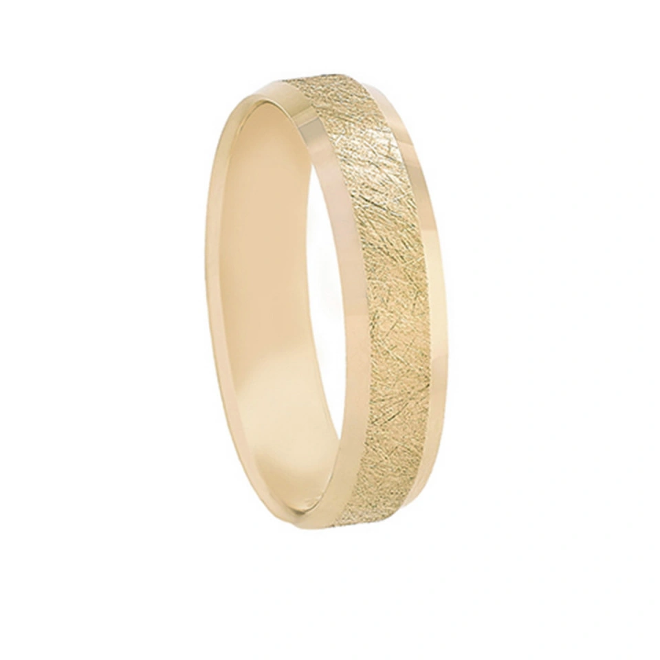 Alianza Boda Plana Oro Amarillo 18k con Ranuras 5mm