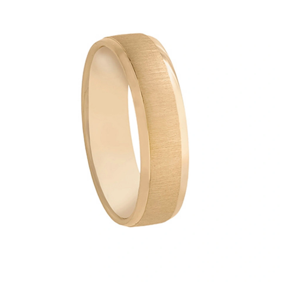 Alianza Boda Plana Oro Amarillo 18k Diseño con Líneas 5.5mm