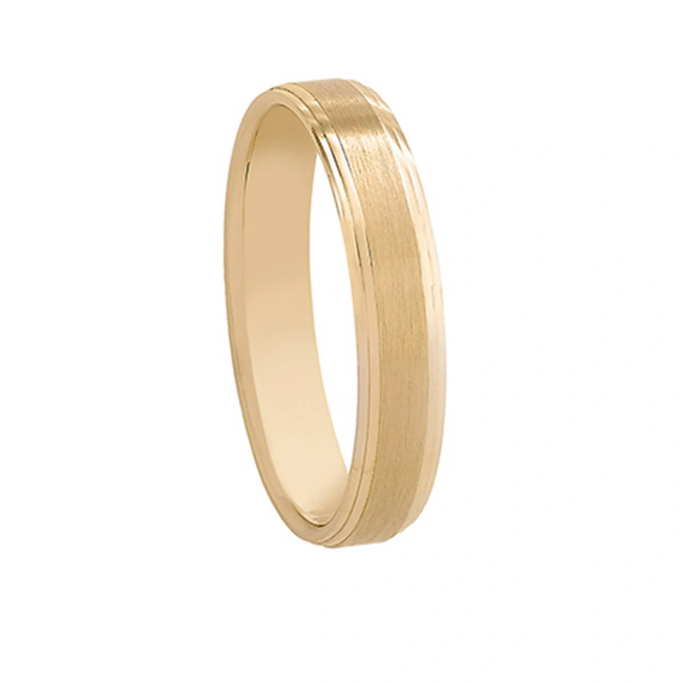 Alianza Boda Plana Oro Amarillo 18k Satinada 4mm