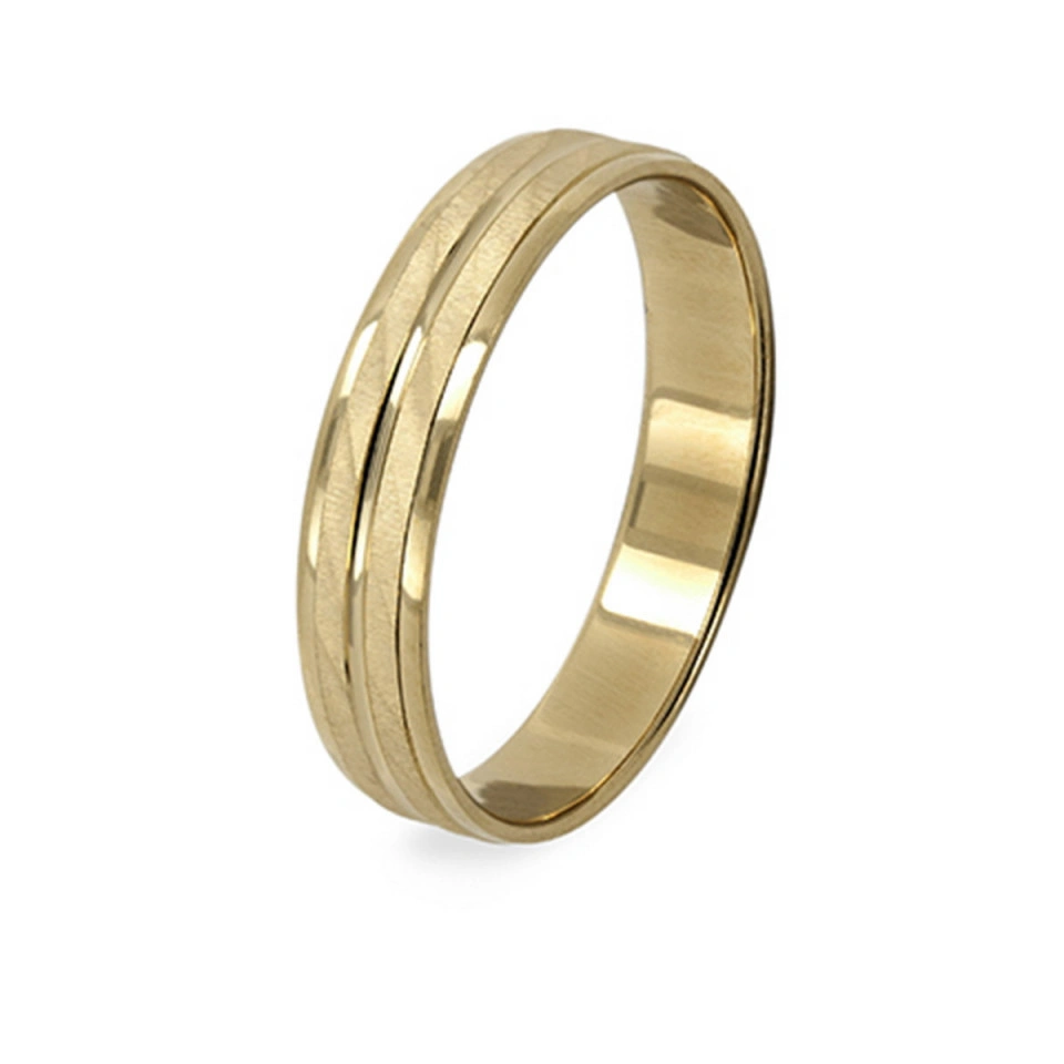 Alianza Boda Plana Oro Amarillo 18k Satinada 4mm