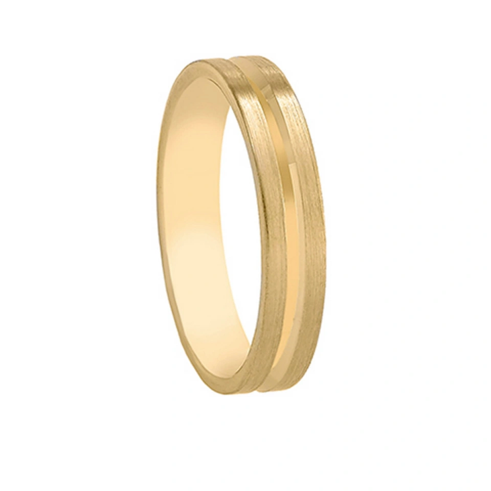 Alianza Boda Plana Oro Amarillo 18k Satinada 4mm
