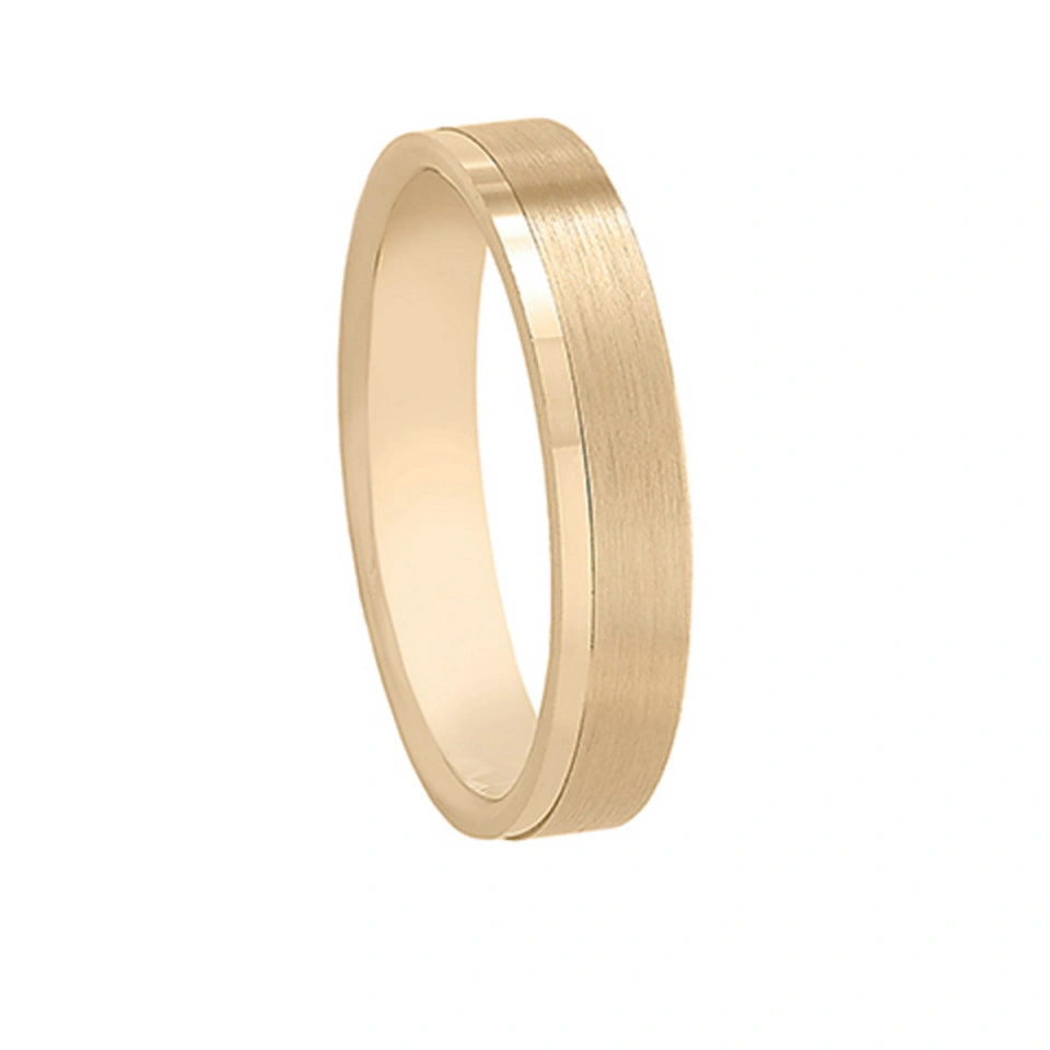 Alianza Boda Plana Oro Amarillo 18k Satinada 4mm