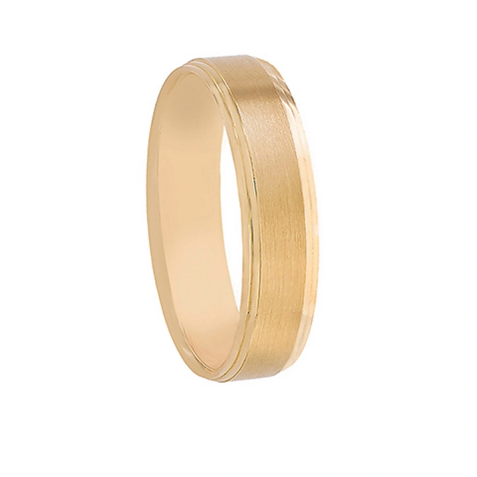 Alianza Boda Plana Oro Amarillo 18k Satinada 5mm
