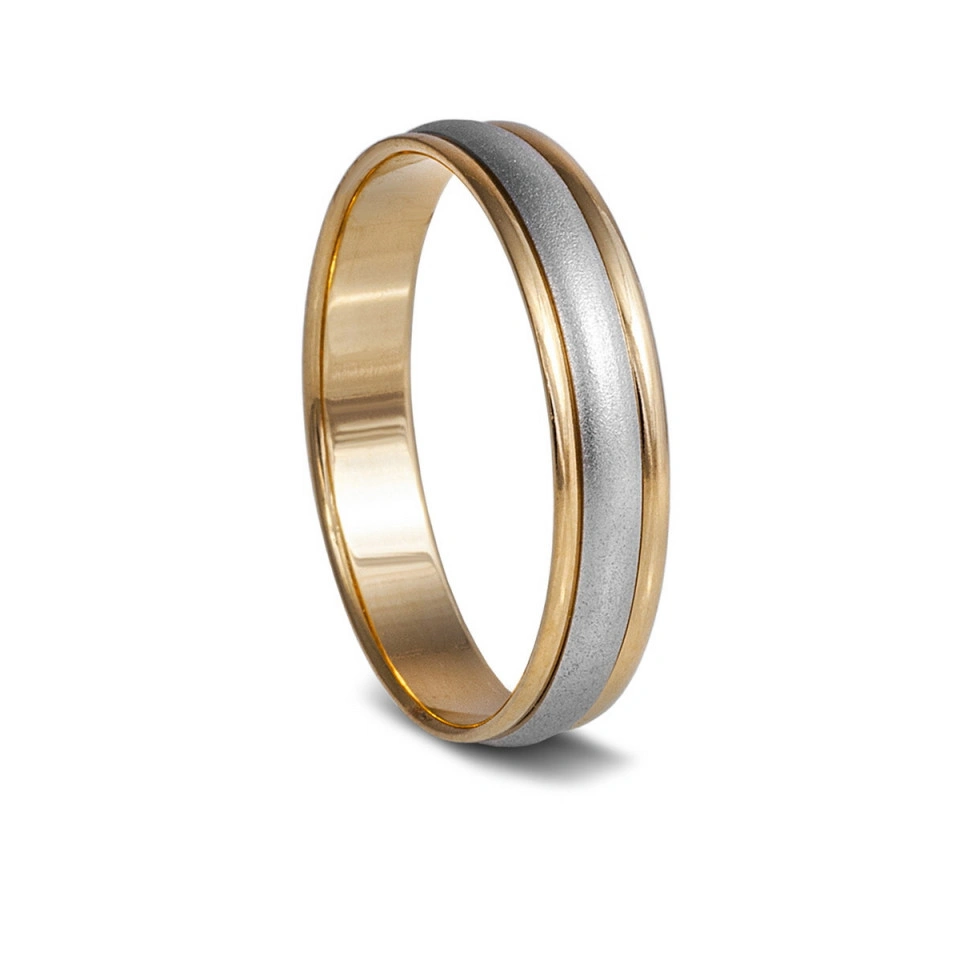 Alianza Boda Plana Oro Bicolor 18k 4mm