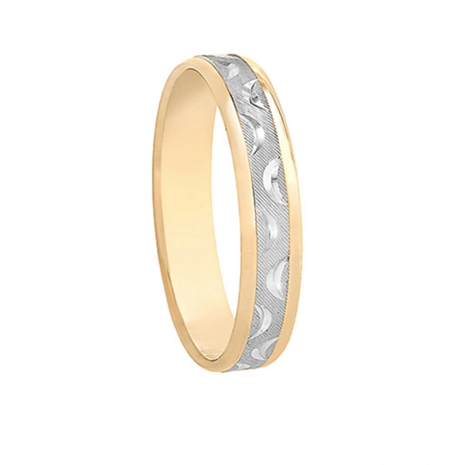 Alianza Boda Plana Oro Bicolor 18k 4mm