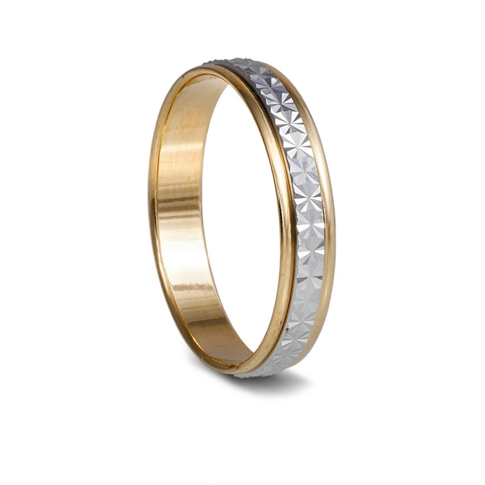 Alianza Boda Plana Oro Bicolor 18k 4mm