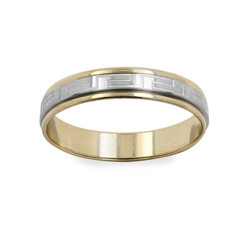 Alianza Boda Plana Oro Bicolor 18k 4mm