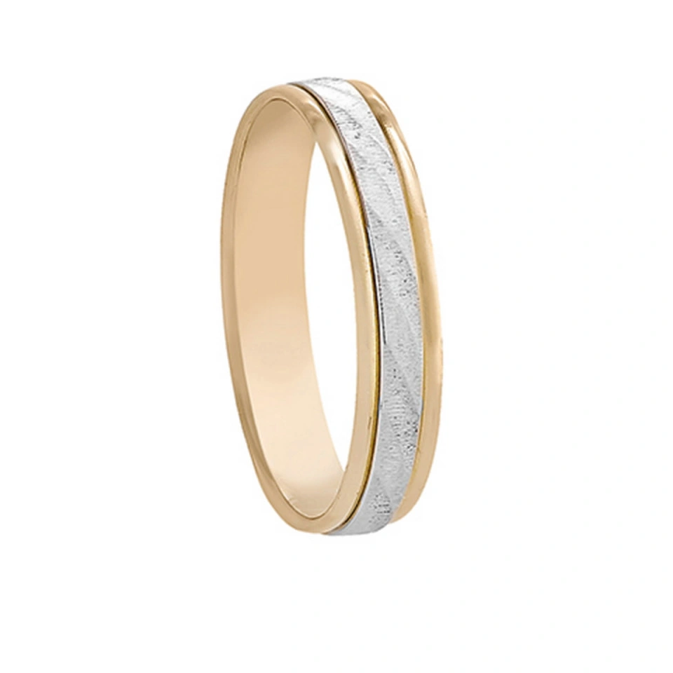 Alianza Boda Plana Oro Bicolor 18k 4mm