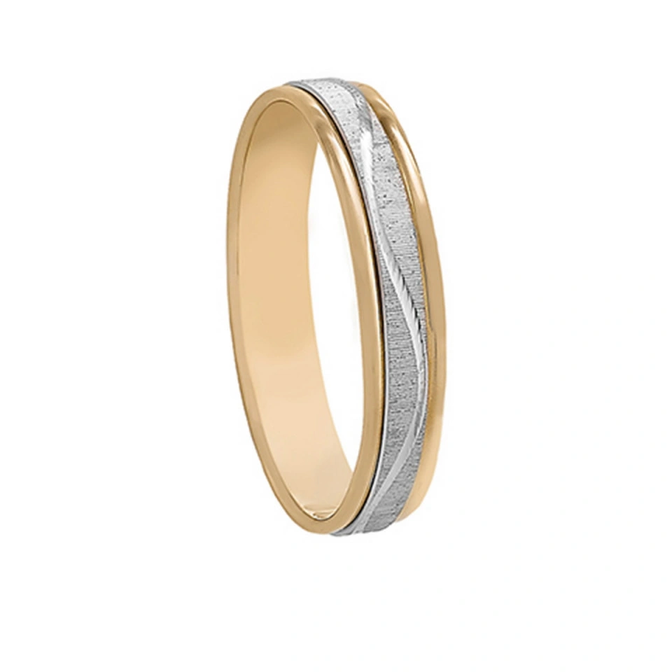 Alianza Boda Plana Oro Bicolor 18k 4mm