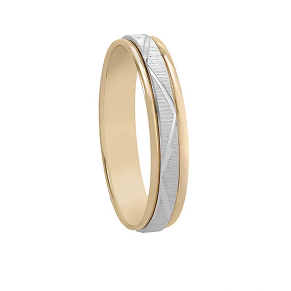 Alianza Boda Plana Oro Bicolor 18k 4mm