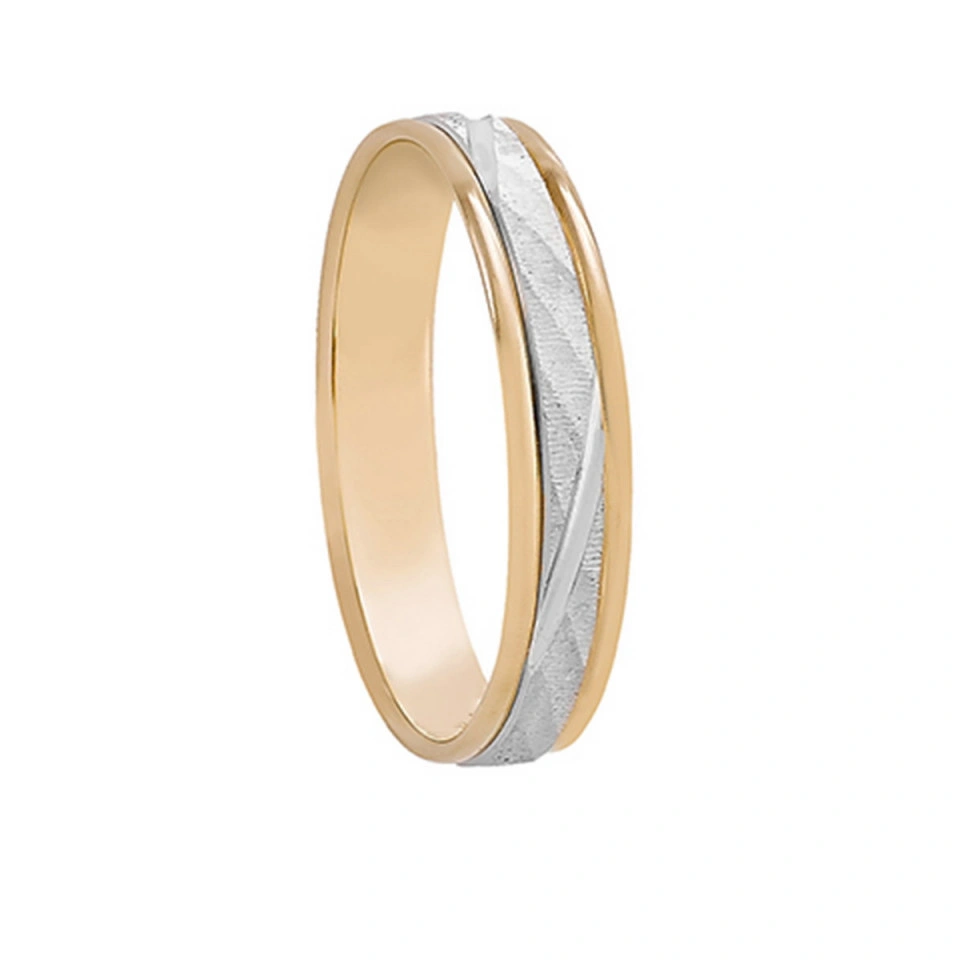 Alianza Boda Plana Oro Bicolor 18k 4mm