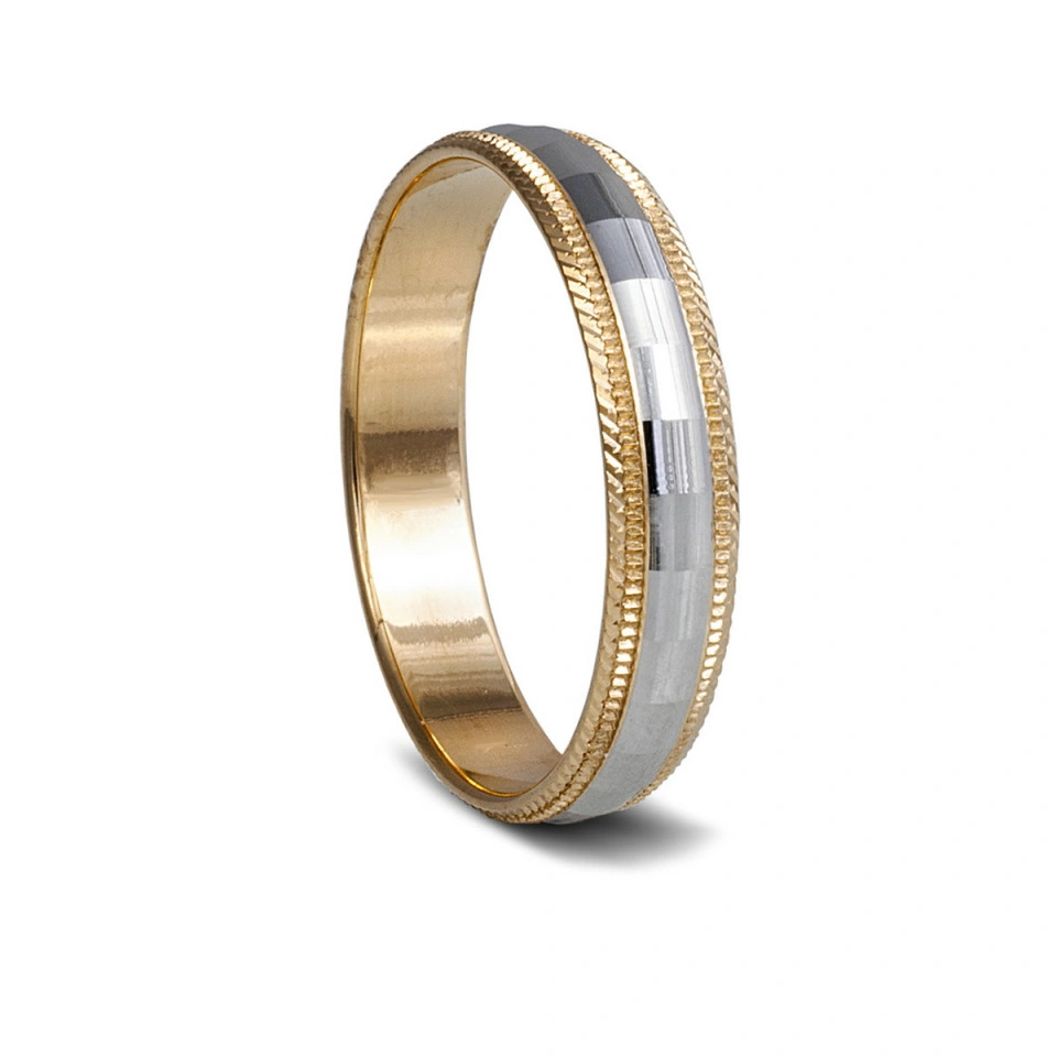 Alianza Boda Plana Oro Bicolor 18k 4mm