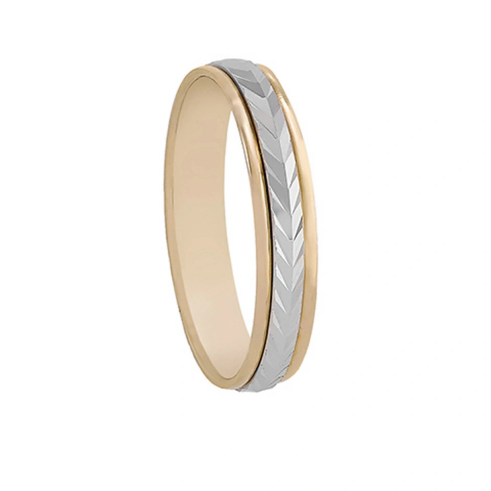Alianza Boda Plana Oro Bicolor 18k 4mm