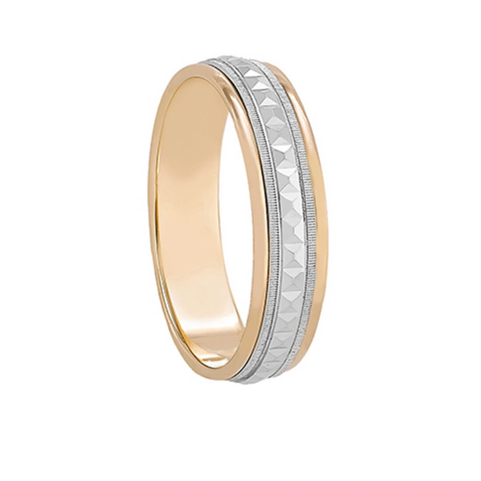 Alianza Boda Plana Oro Bicolor 18k 5mm