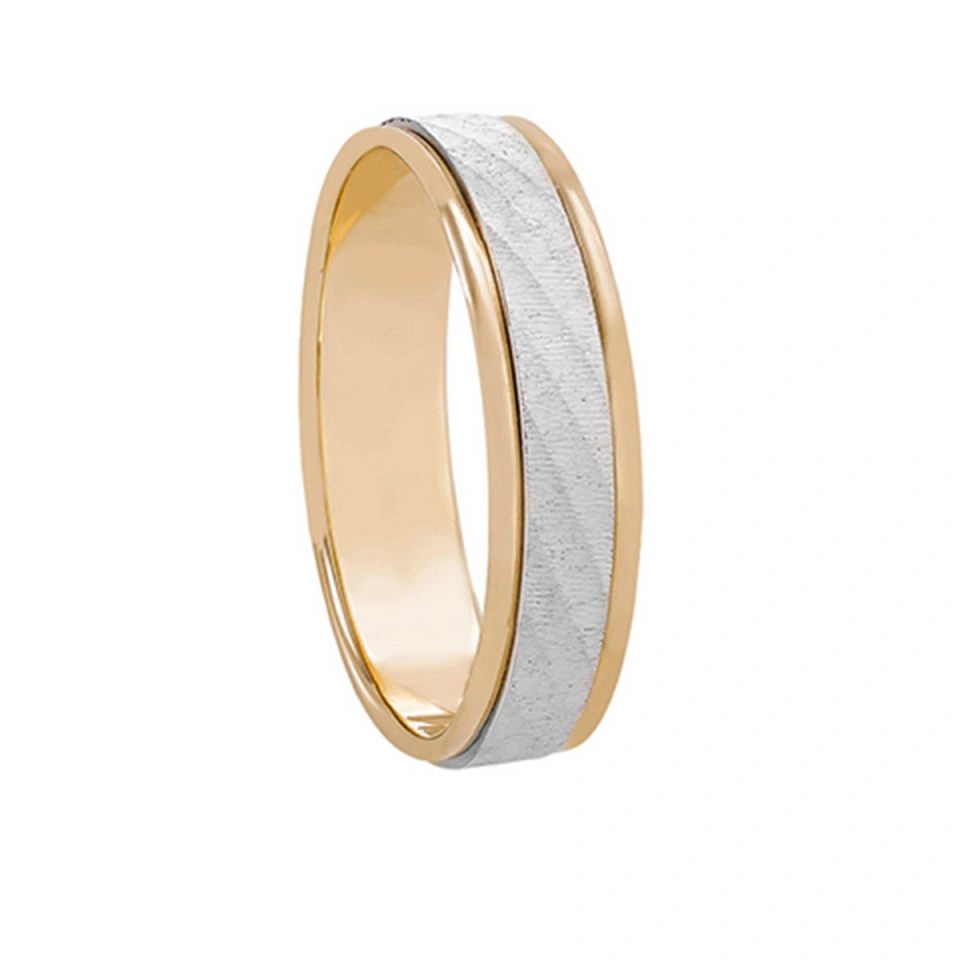 Alianza Boda Plana Oro Bicolor 18k 5mm