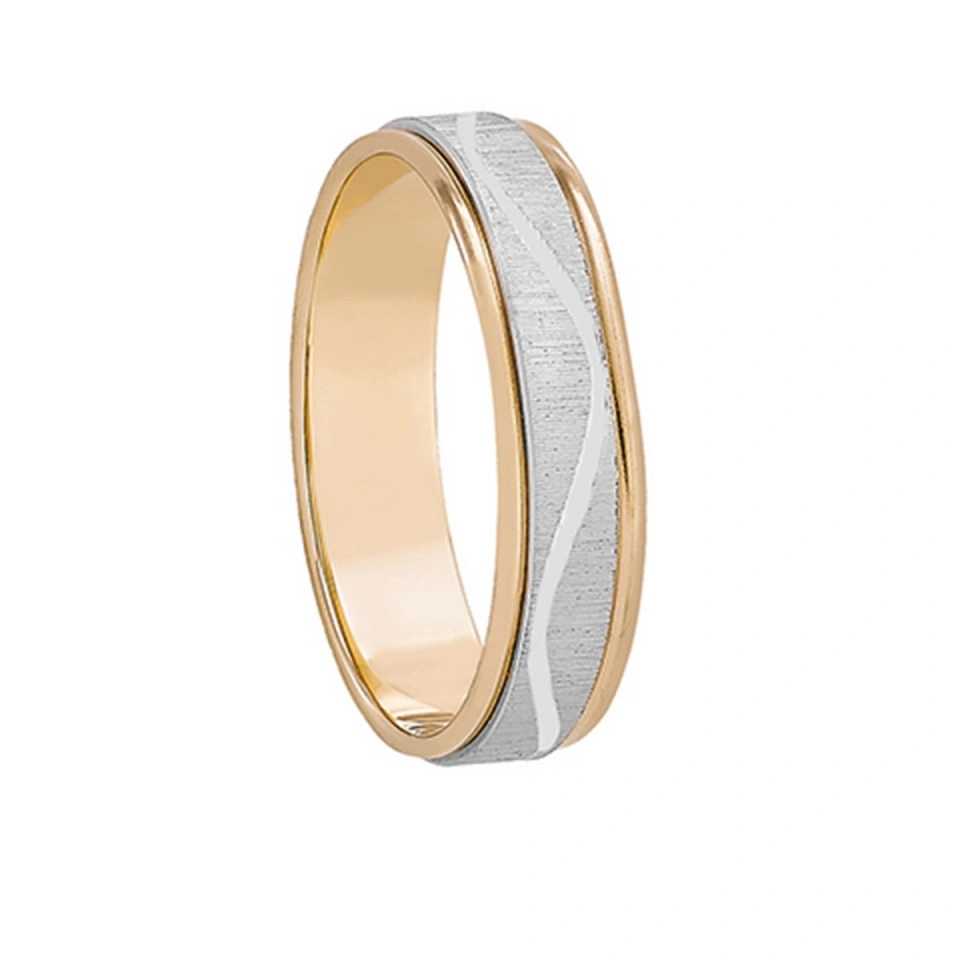 Alianza Boda Plana Oro Bicolor 18k 5mm