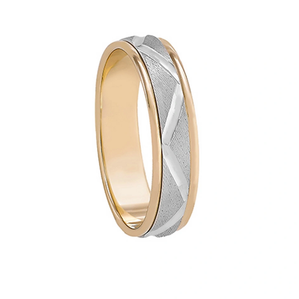 Alianza Boda Plana Oro Bicolor 18k 5mm