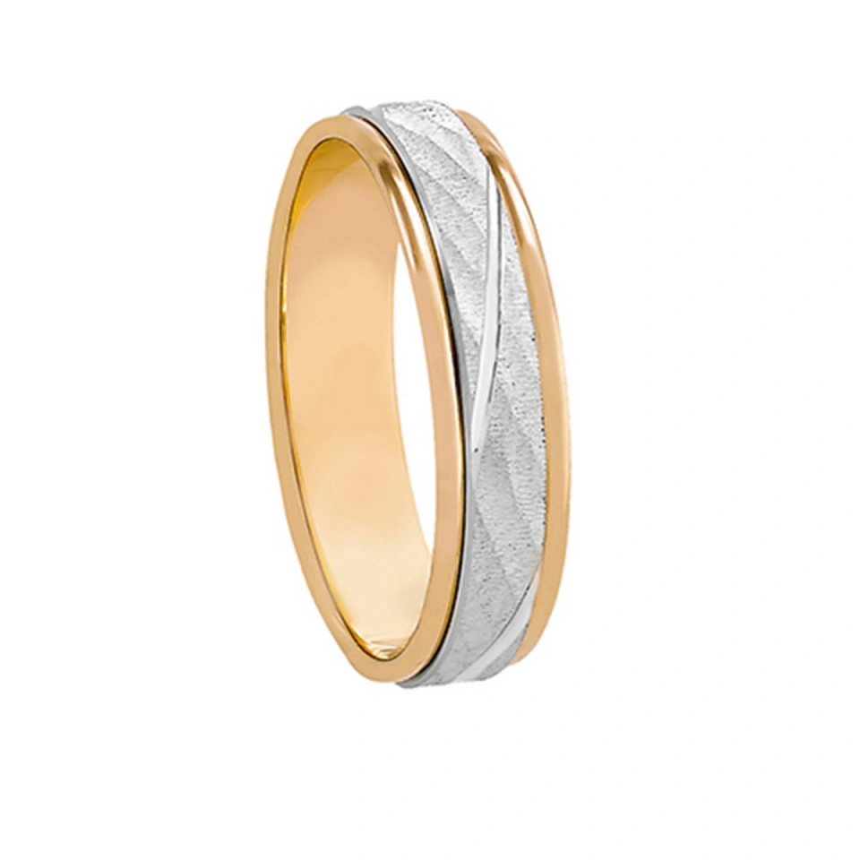 Alianza Boda Plana Oro Bicolor 18k 5mm