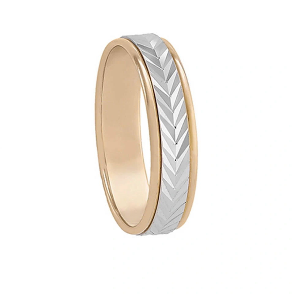 Alianza Boda Plana Oro Bicolor 18k 5mm
