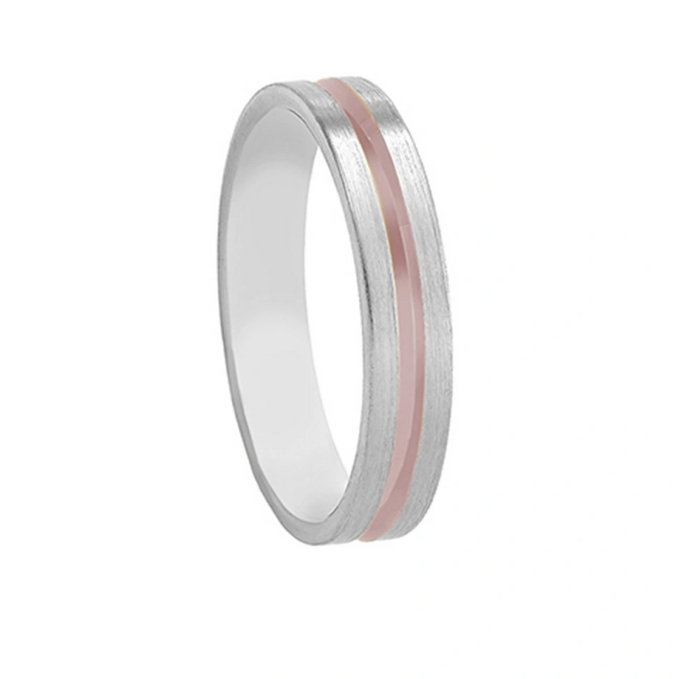Alianza Boda Plana Oro Bicolor 18k Satinada 4mm