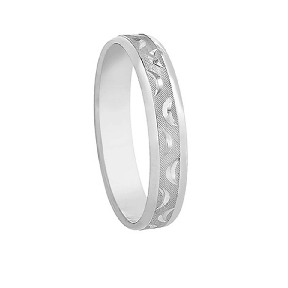 Alianza Boda Plana Oro Blanco 18k 4mm