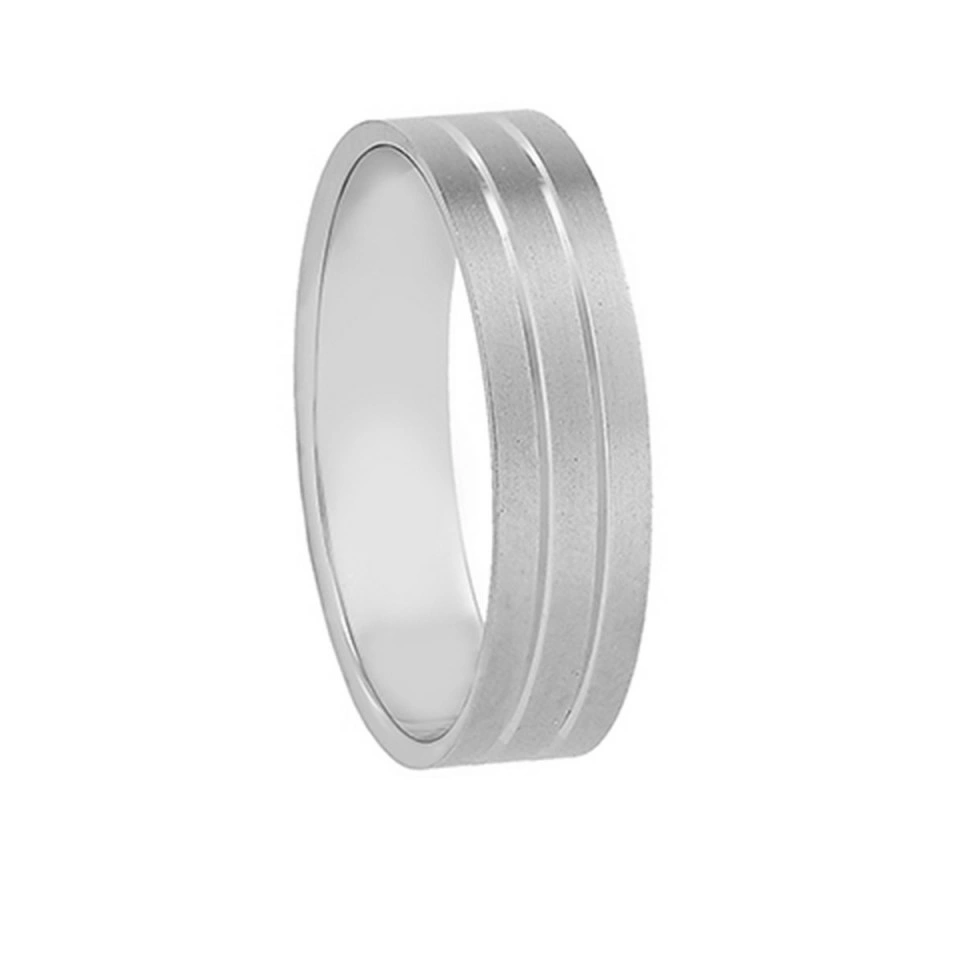 Alianza Boda Plana Oro Blanco 18k 5mm