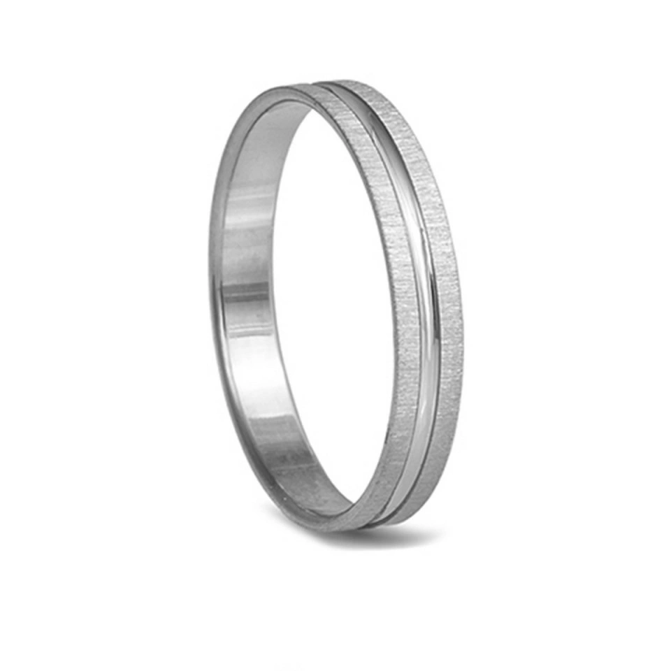 Alianza Boda Plana Oro Blanco 18k Satinada 3mm