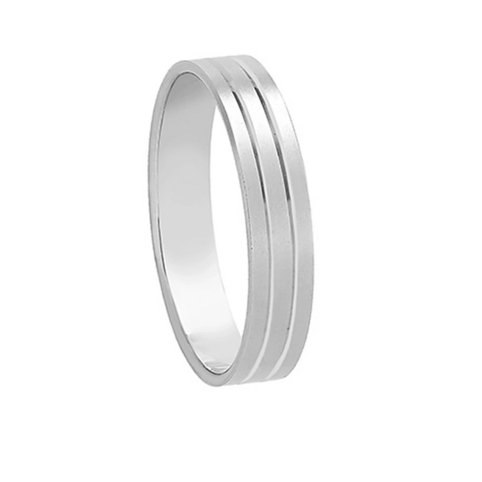 Alianza Boda Plana Oro Blanco 18k Satinada 4mm