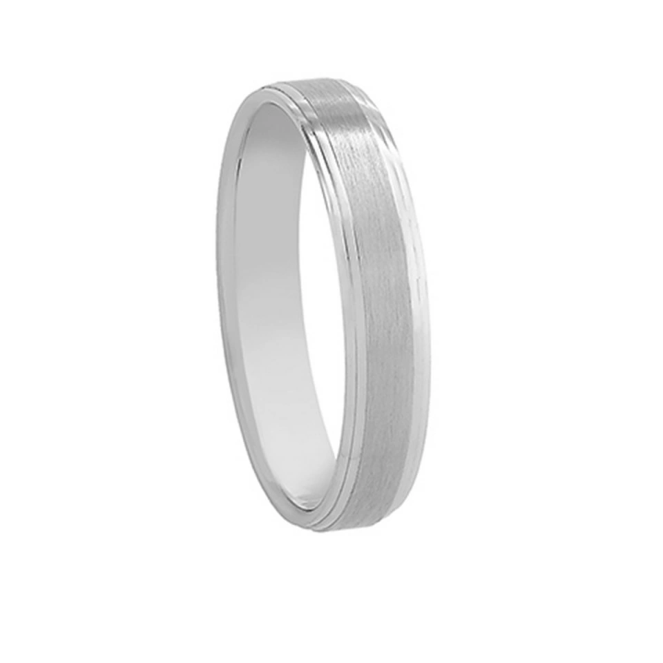 Alianza Boda Plana Oro Blanco 18k Satinada 4mm