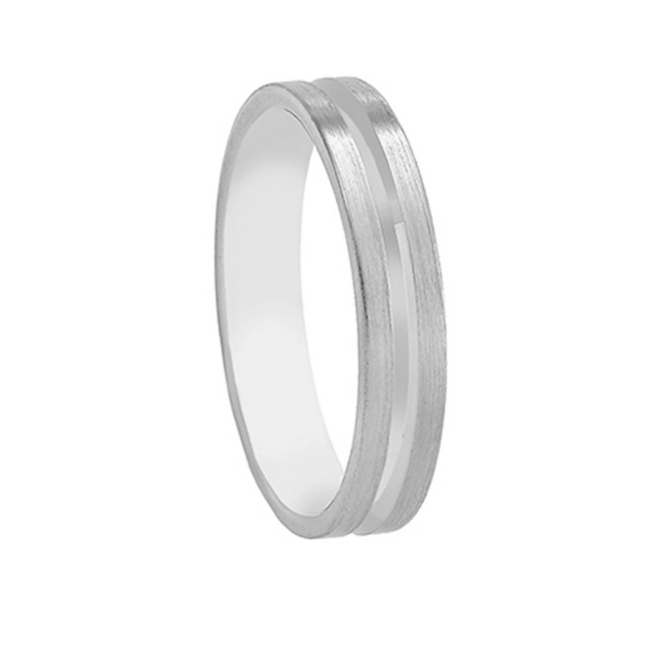 Alianza Boda Plana Oro Blanco 18k Satinada 4mm
