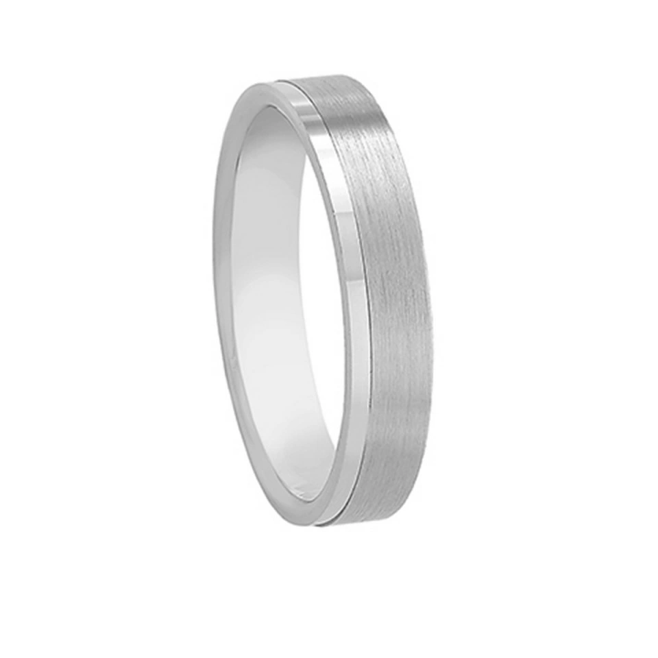 Alianza Boda Plana Oro Blanco 18k Satinada 4mm