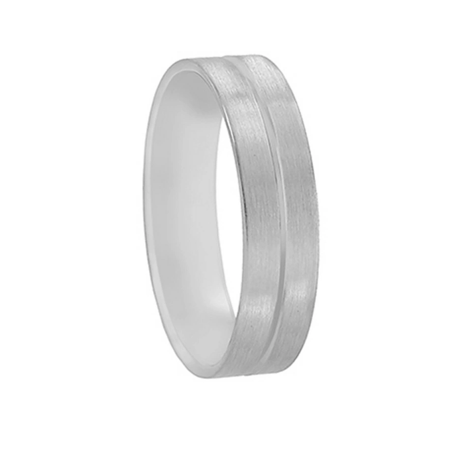 Alianza Boda Plana Oro Blanco 18k Satinada 5mm