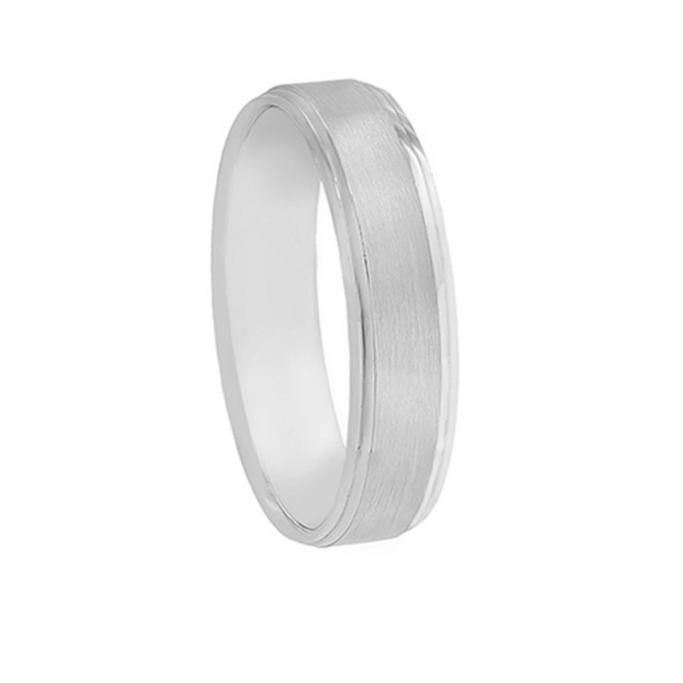 Alianza Boda Plana Oro Blanco 18k Satinada 5mm