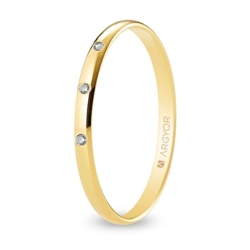 Alianza de boda oro y diamantes media caña 2 mm (A20RP3D)