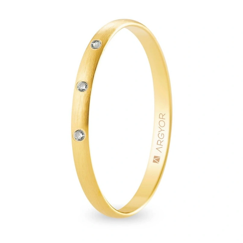 Alianza de boda oro y diamantes media caña 2 mm satinada (A20RS3D)