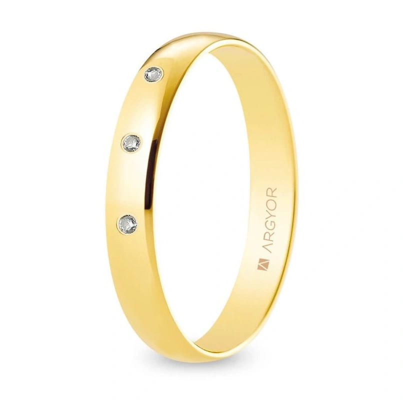 Alianza de boda oro y diamantes media caña 3,5 mm (A35RP3D)