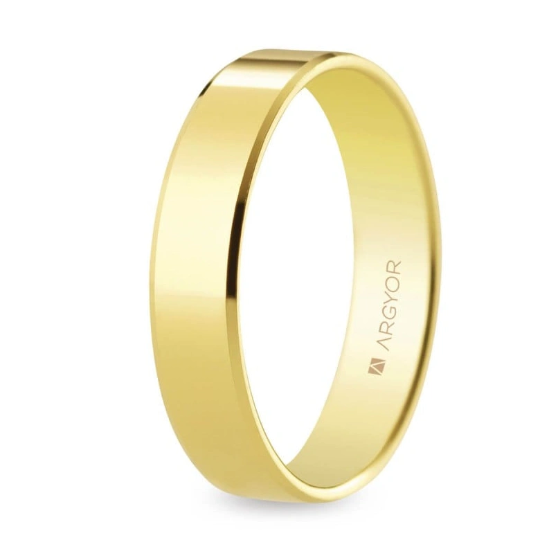 Alianza de oro plana acabado brillo biselada 4 mm (5140047)