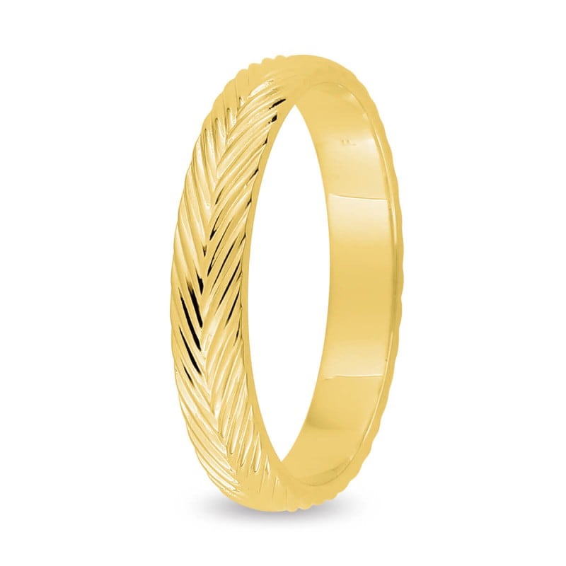 Alianza Boda Oro Amarillo 18k Textura Espiga (3.5mm)