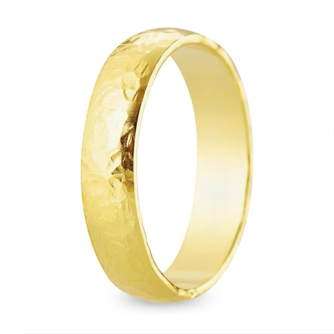 Alianza Ancha Oro 18k Martellato Fino (4.5mm)