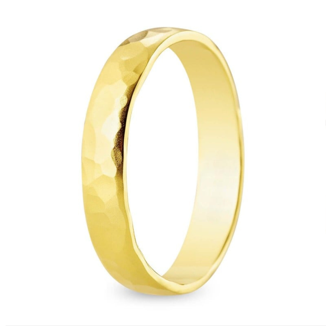 Alianza Oro 18k Martellato Grueso (3.5mm)
