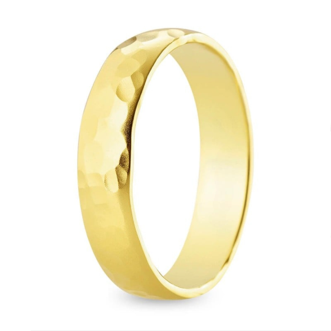 Alianza Ancha Oro 18k Martellato Grueso (4.5mm)