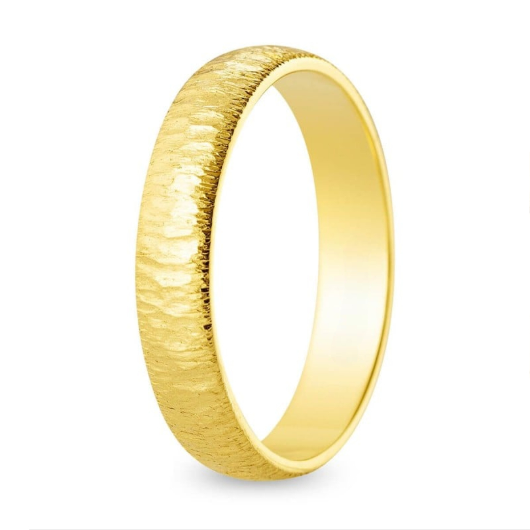 Alianza Ancha Oro 18k Textura Rayada (4mm)