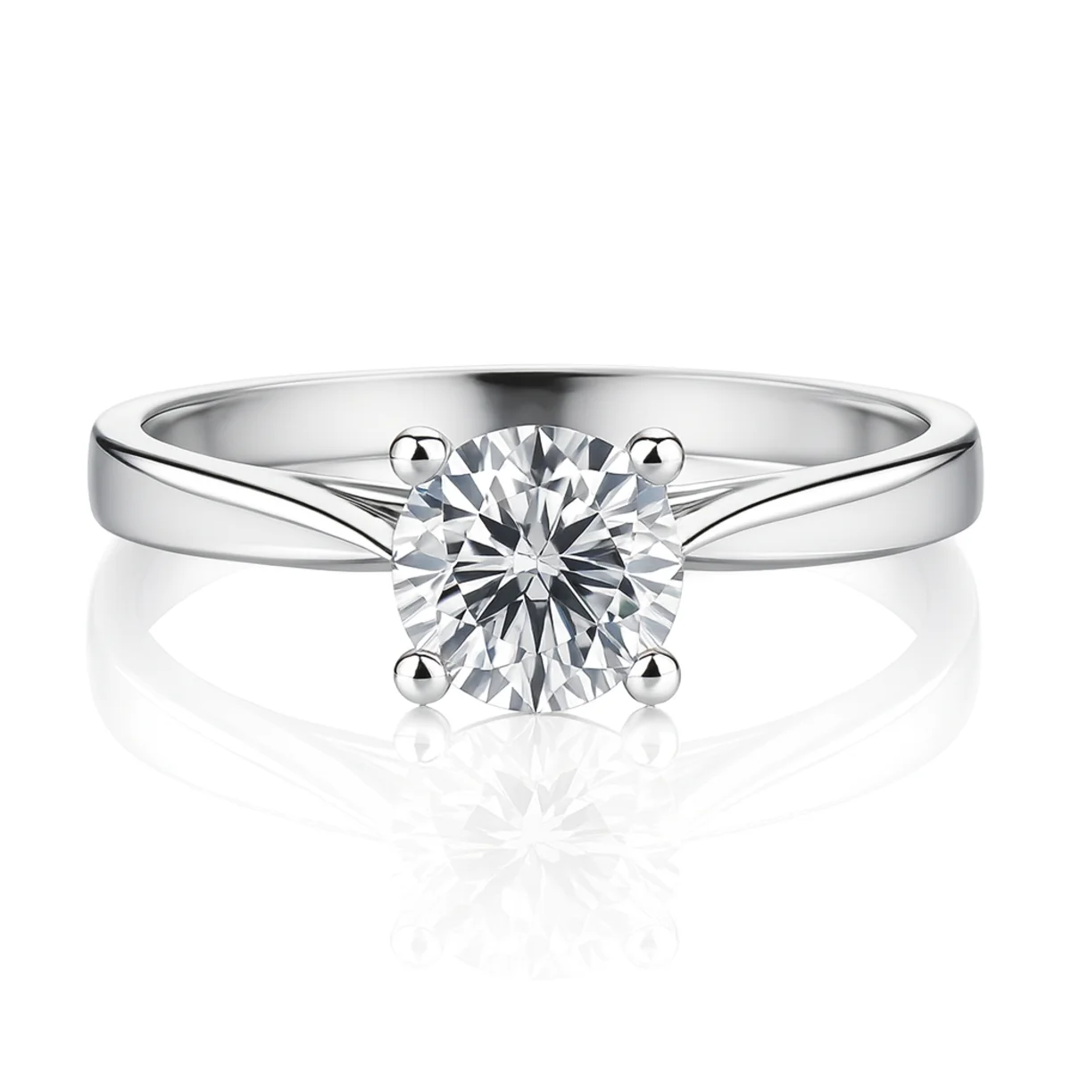 Anillo solitario de diamante 0.50 quilates en oro blanco, Joyeval Valencia.