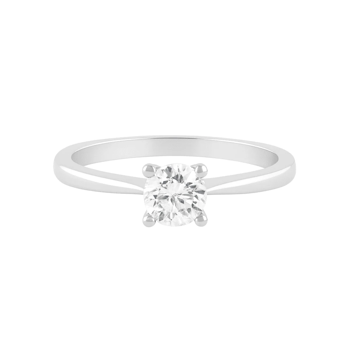 Solitario clásico 4 garras oro blanco y diamante