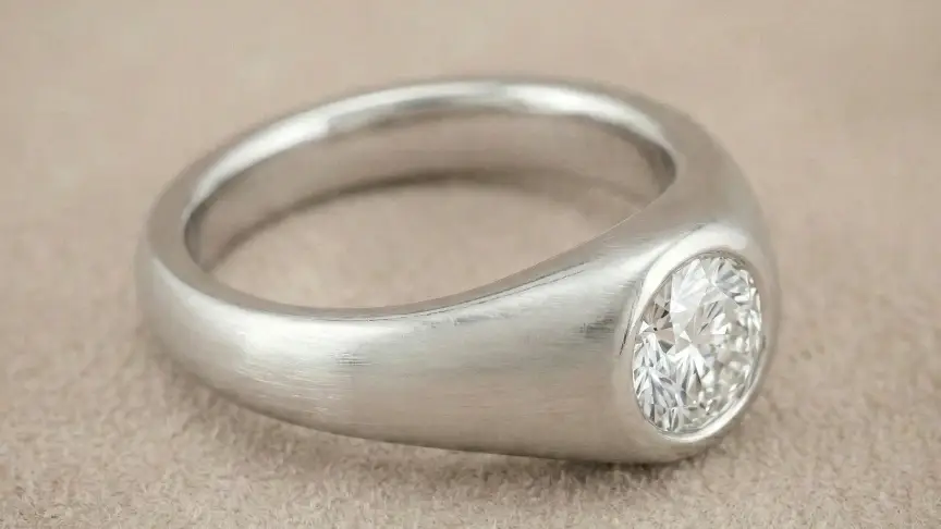 Hombre con anillo de compromiso masculino