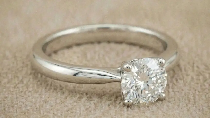 Anillo solitario de platino 950
