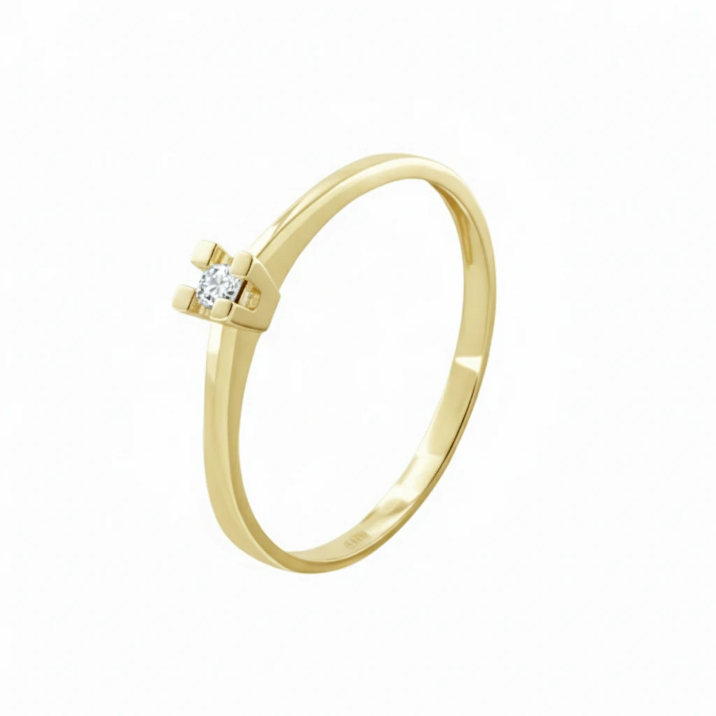 Solitario 4 Garras Cuadradas Oro Amarillo